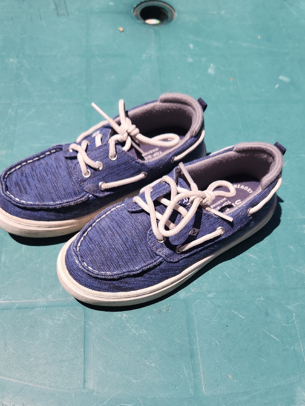 Sperry Top Sider Washable Kids Blue Canvas Boat Shoes